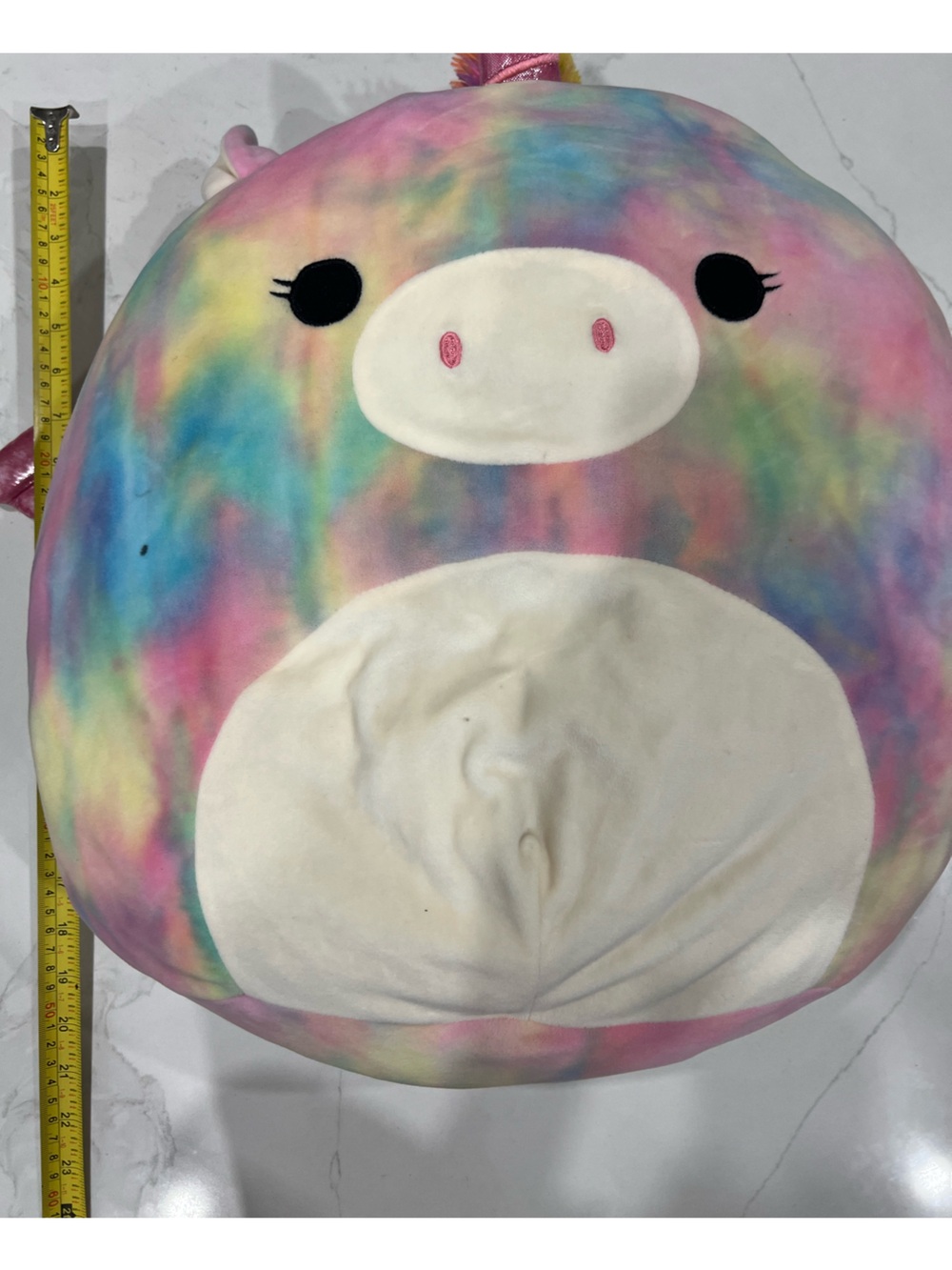 Tie-Dye Pastel Plush Pillow with Cream Face